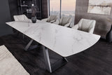 Dining table CONCORD 180-230cm extendable marble look white ceramic tempered glass