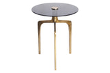 Side table ABSTRACT 55cm brass legs and black glass plate