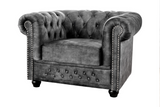 Sessel CHESTERFIELD Samt Antiklook grau