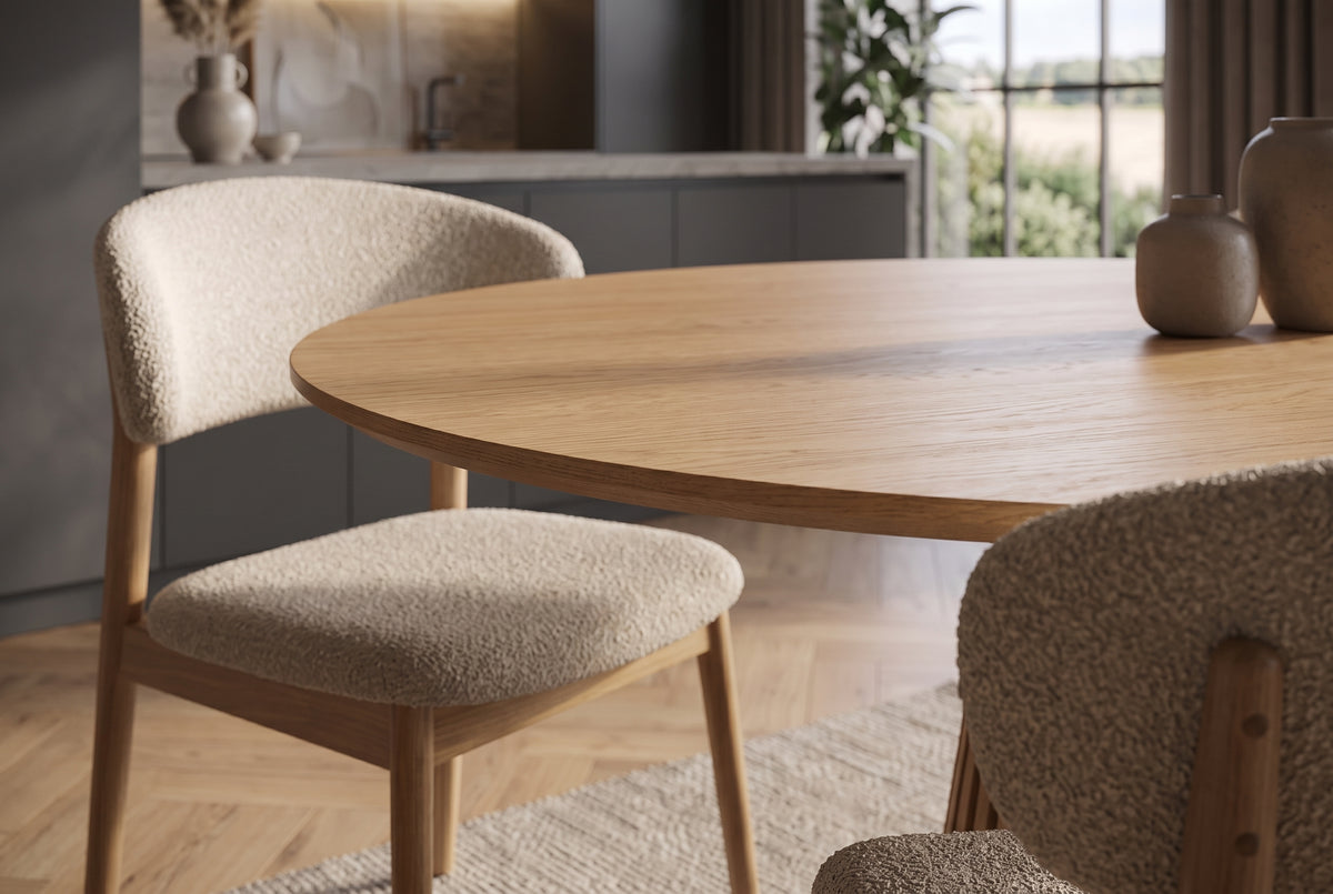 Dining table VALHALLA WOOD Ø 120cm round oak wood veneered natural