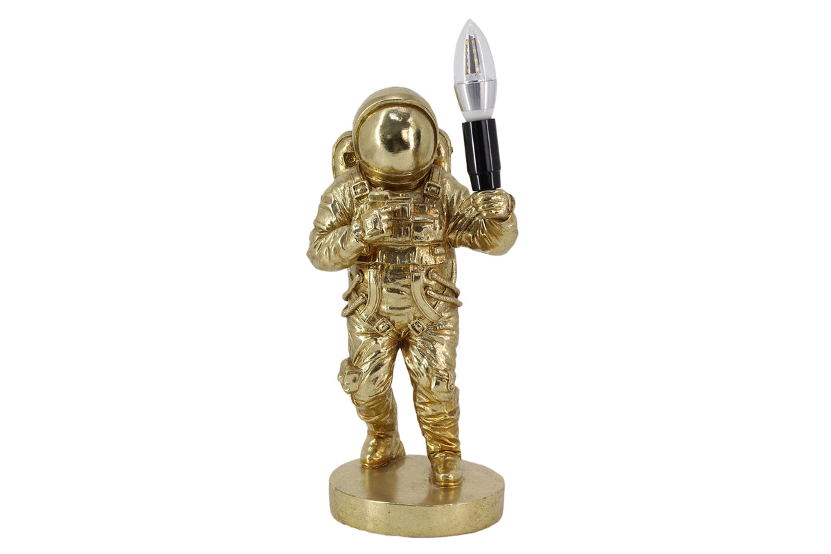 Stolní lampa ASTRONAUT 37cm ručně vyrobená socha zlatá