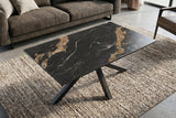 Coffee table GALAXIE 100cm w/ star frame ceramic black gold sand