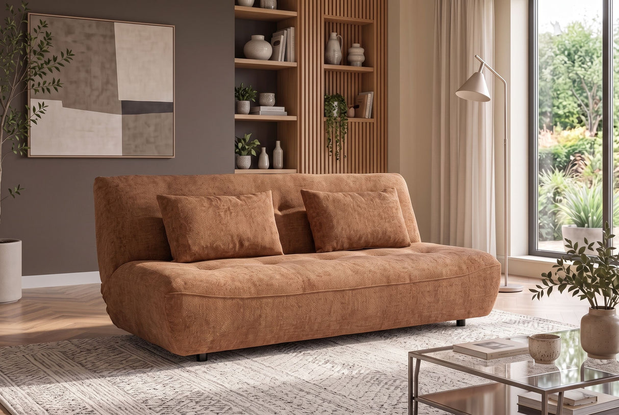 Schlafsofa ELYPSE 200cm 3-Sitzer Chenille Rostbraun