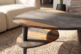 Coffee table ORGANIC LIVING 55cm w/ storage space sheesham wood grey smoke finish