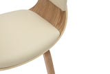 Stuhl ORGANIC mit Armlehnen Kunstleder cremebeige und Gestell in Eichenholzoptik