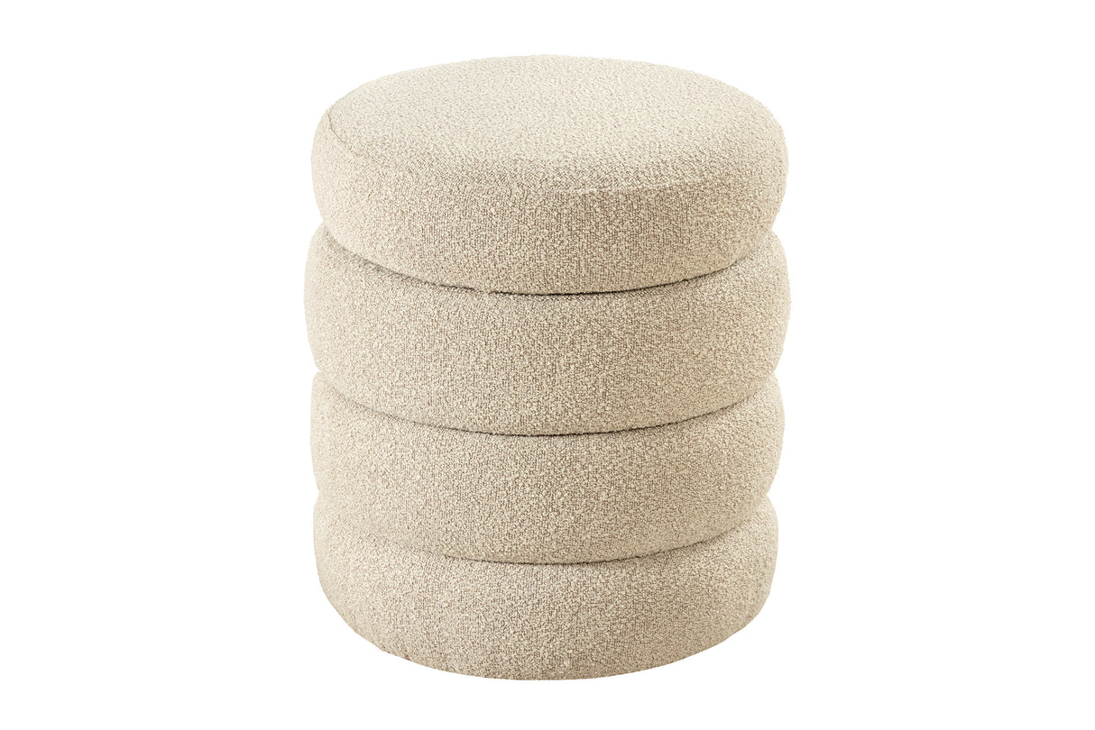 Stool VOQUE 50cm bouclé taupe w/ storage space