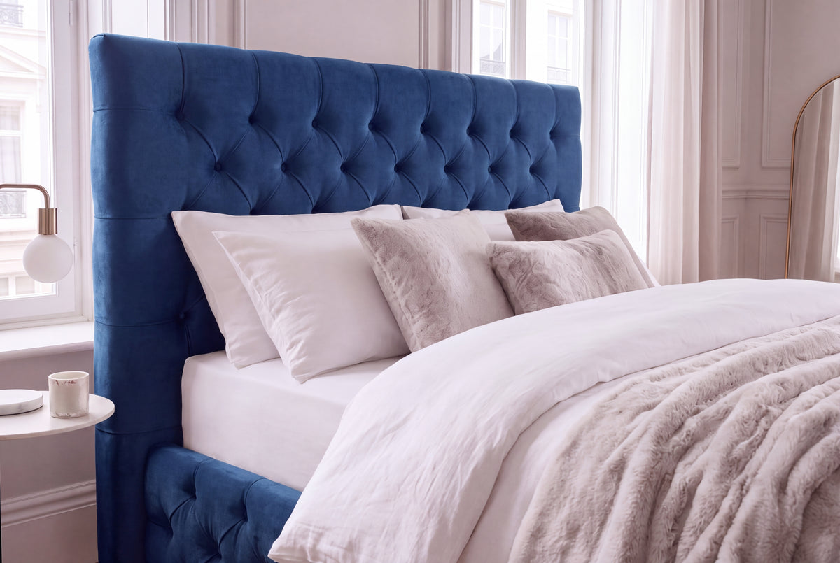Bed PARIS CHESTERFIELD 180x200cm velvet dark blue