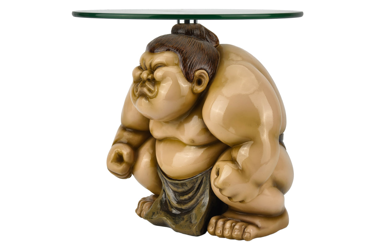 Side table SUMO 30cm round glass neutral