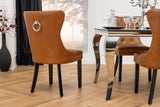 Stuhl CASTLE mit Komfortgriff Kunstleder cognac braun im Chesterfield Stil