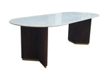 Dining table GATSBY 240cm oval mango wood v-shape frame marble top white