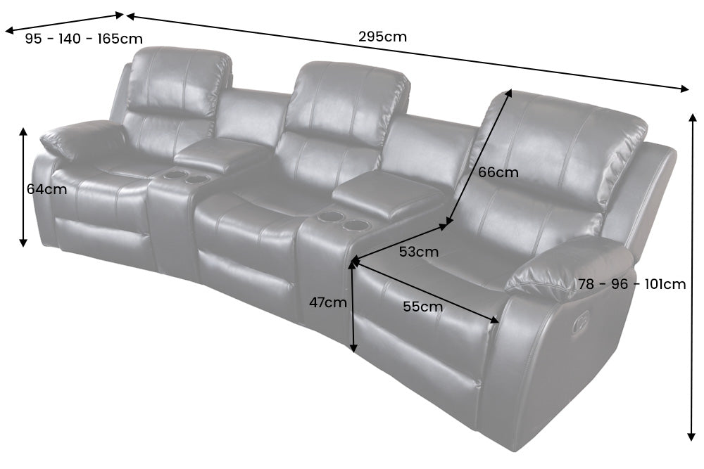 Fauteuil de cinéma HOLLYWOD 3 places tissu texturé gris