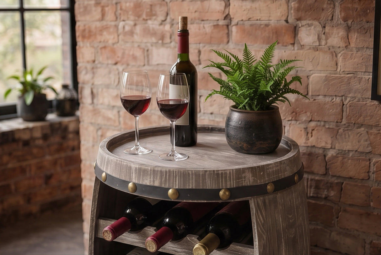 Weinregal BODEGA 60 cm für 14 Flaschen, Tannenholz, graubraun