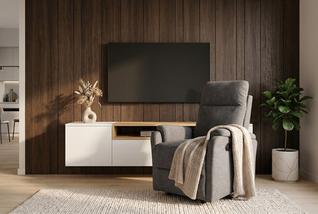 Cinema armchair HOLLYWOOD electrically adjustable textured fabric grey