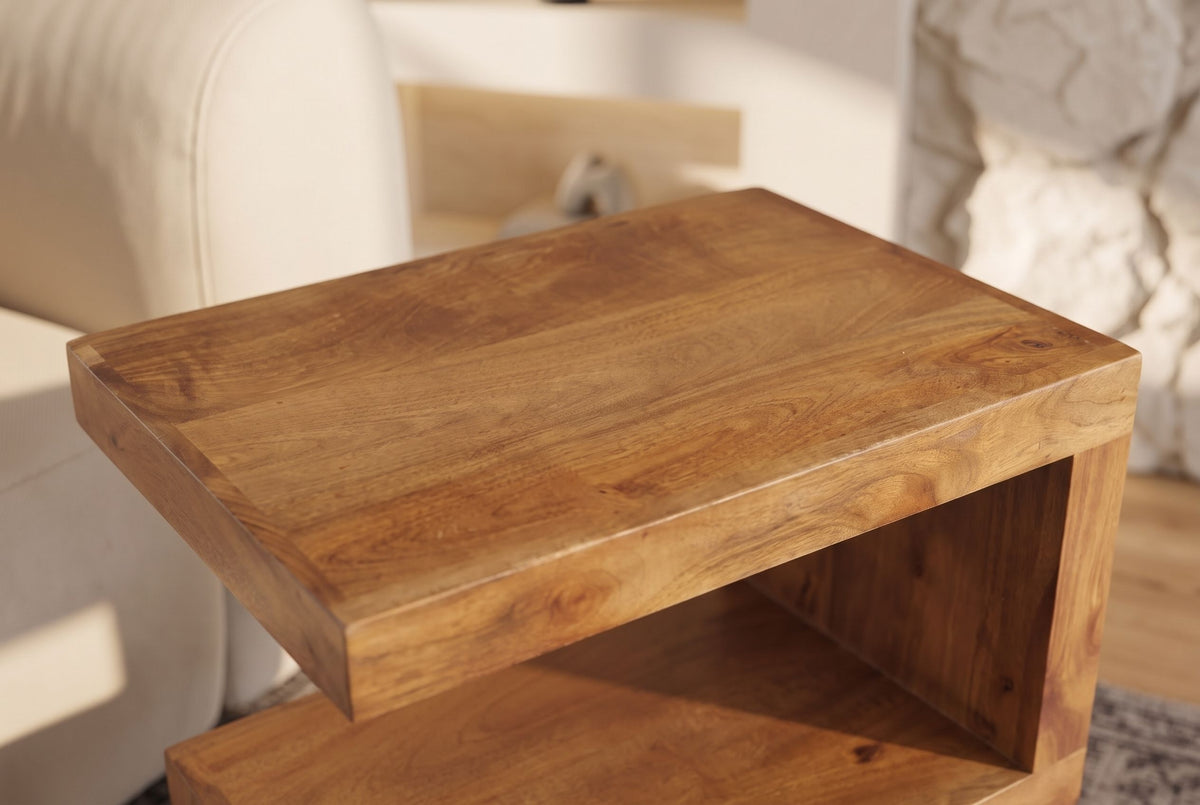 Beistelltisch S 60cm mit Stauraum Mangoholz honigfarben lasiert