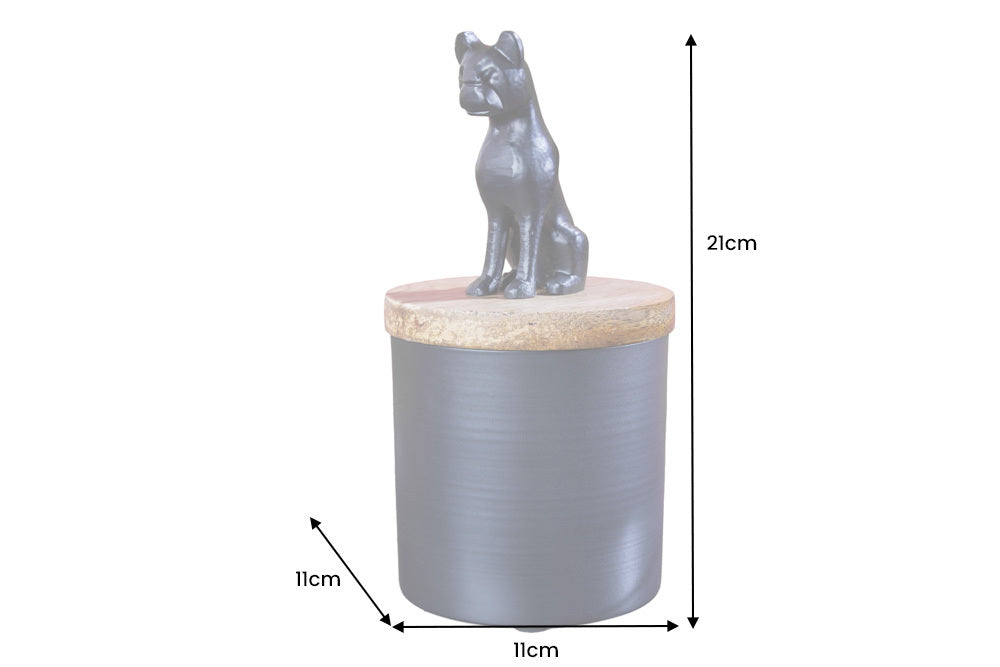 Sculpture tin PANTHER 20cm iron black mango wood natural