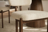 Stuhl BELLANO Chenille cremig beige nussbaumfarben