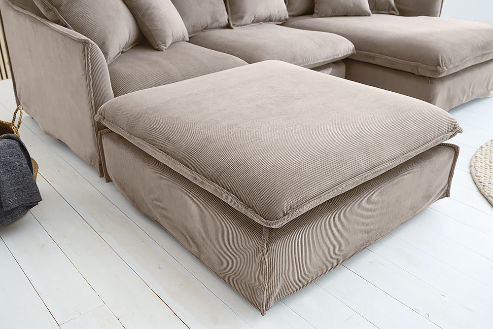 Stool HEAVEN 100cm removable cover cord greige