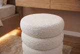 Stool VOGUE 40cm round upholstered w/ storage space bouclè white