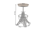 Bar stool PARIS LOFT 47-77cm Eiffel Tower design mango wood dark brown black