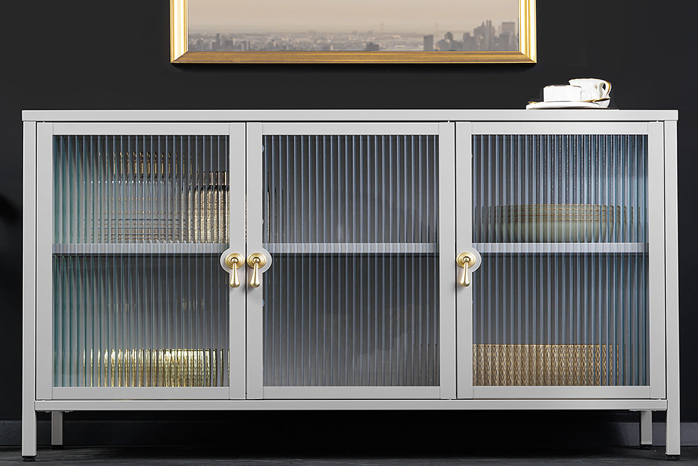 Display cabinet AMSTERDAM 105cm ribbed glass greige