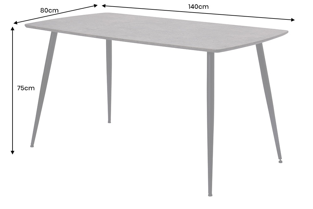 Dining table APARTMENT 140cm grey stone look w/ black metal frame