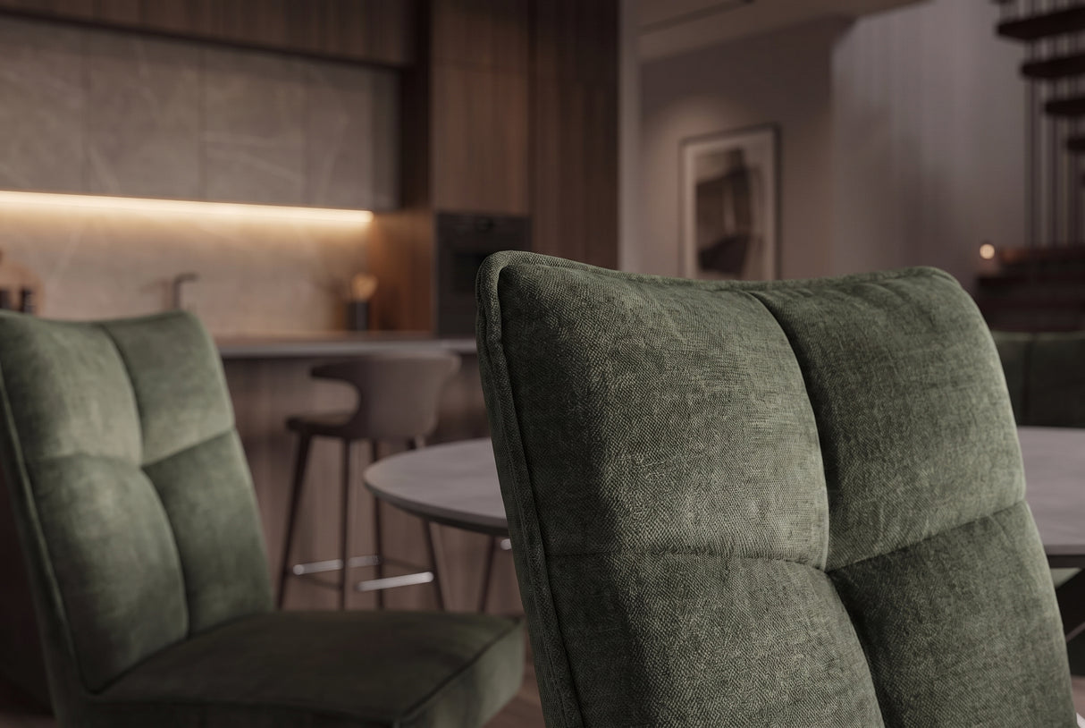 Swivel chair LUGANO 360° auto-return 150 kg load capacity spring core velour velvet moss green black