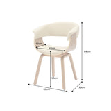 Stuhl ORGANIC mit Armlehnen Kunstleder cremebeige und Gestell in Eichenholzoptik