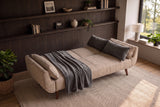 Sofa bed DIVANI 220cm 3-seater velvet champagne beige