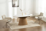 Dining table UNIQUE 160-200cm extendable oak wood verneered w/ ceramic white marble top