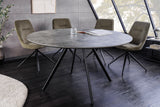 Esstisch ATELIER 120cm rund, graue Steinoptik mit schwarzen Metallbeinen