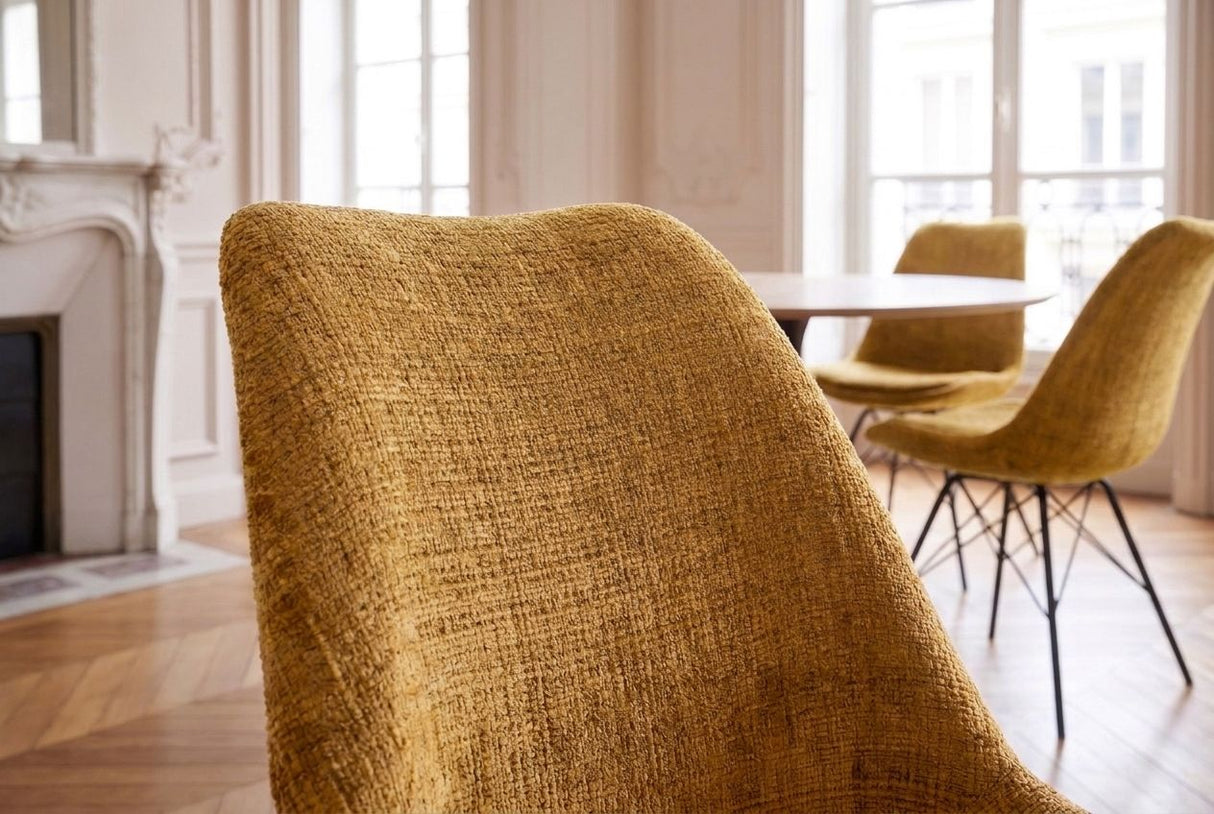 Chair SCANDINAVIA MEISTERSTÜCK  textured fabric mustard yellow