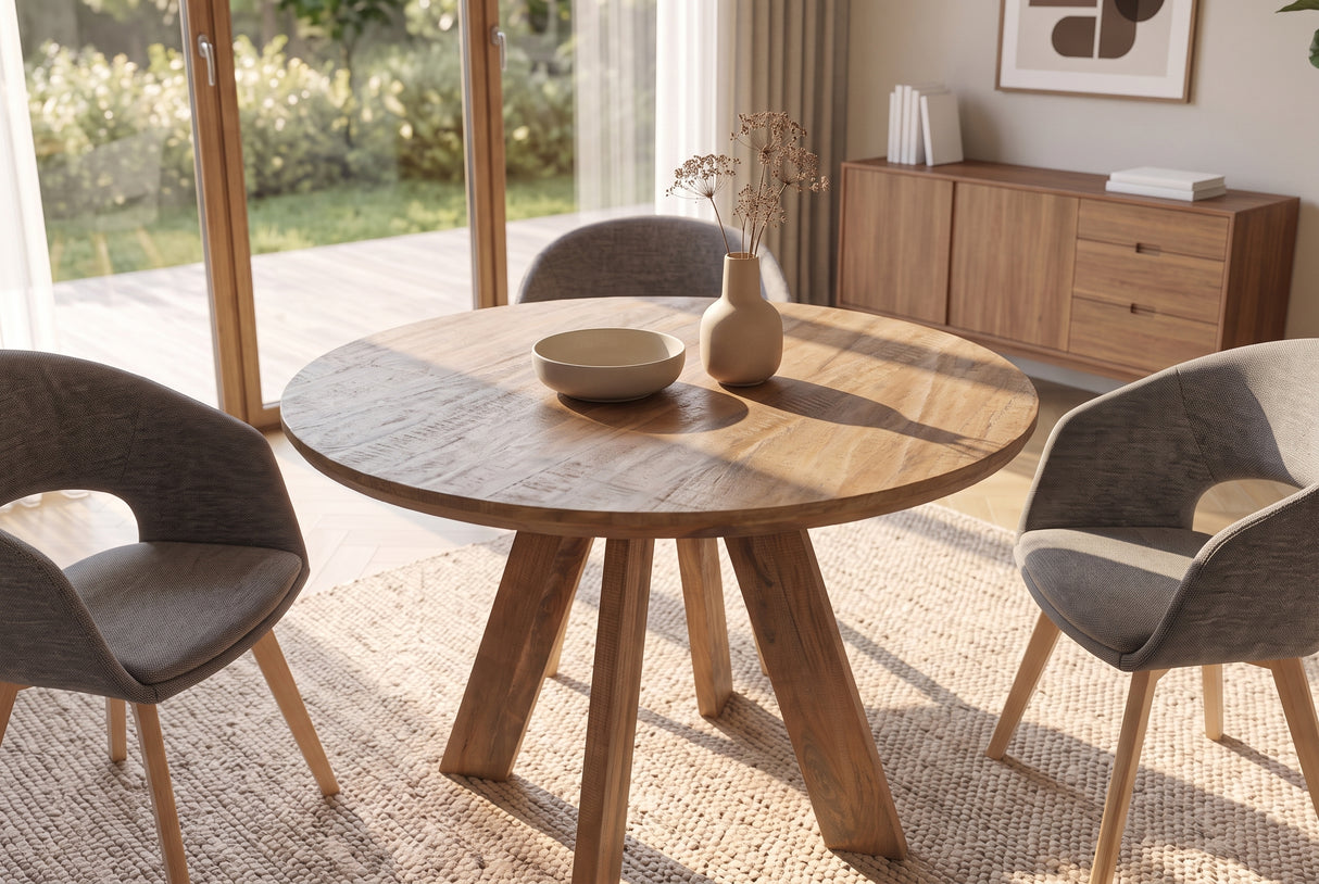 Dining table ART WOOD 100cm round mango wood brown