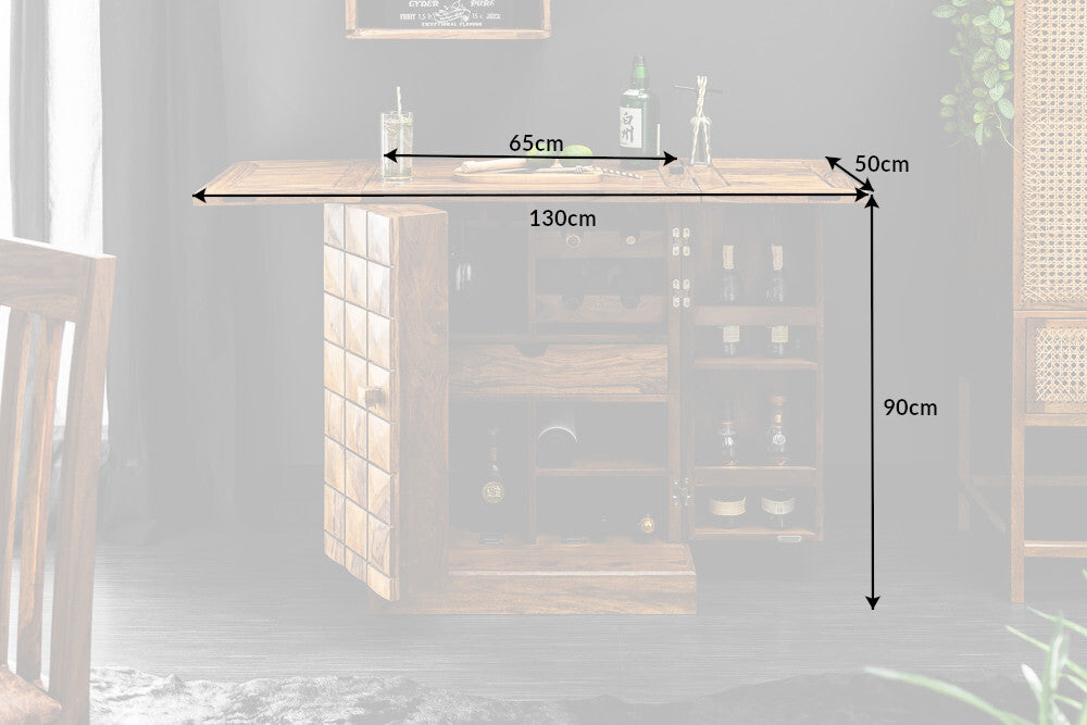 Bar cabinet MOSAICO 130cm sheesham wood natural