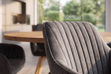 Swivel chair LIVORNO 180° auto-return w/ armrests velvet grey beech wood frame