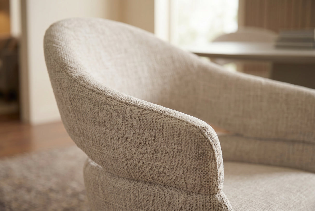 Swivel chair ORGANIKO 180° auto-return w/ armrests chenille fabric beige natural