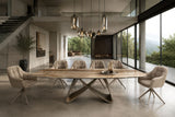 Dining table INFINITY 180-220-260cm boat-shaped extendable spanish onyx ceramic rust brown