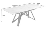 Esstisch ATLAS 160-200cm ausziehbar Marmoroptik weiß Keramik Hartglas