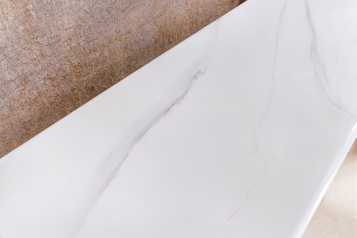 Console ART LIVING 140cm ceramic white marble top w/ champagne golden frame