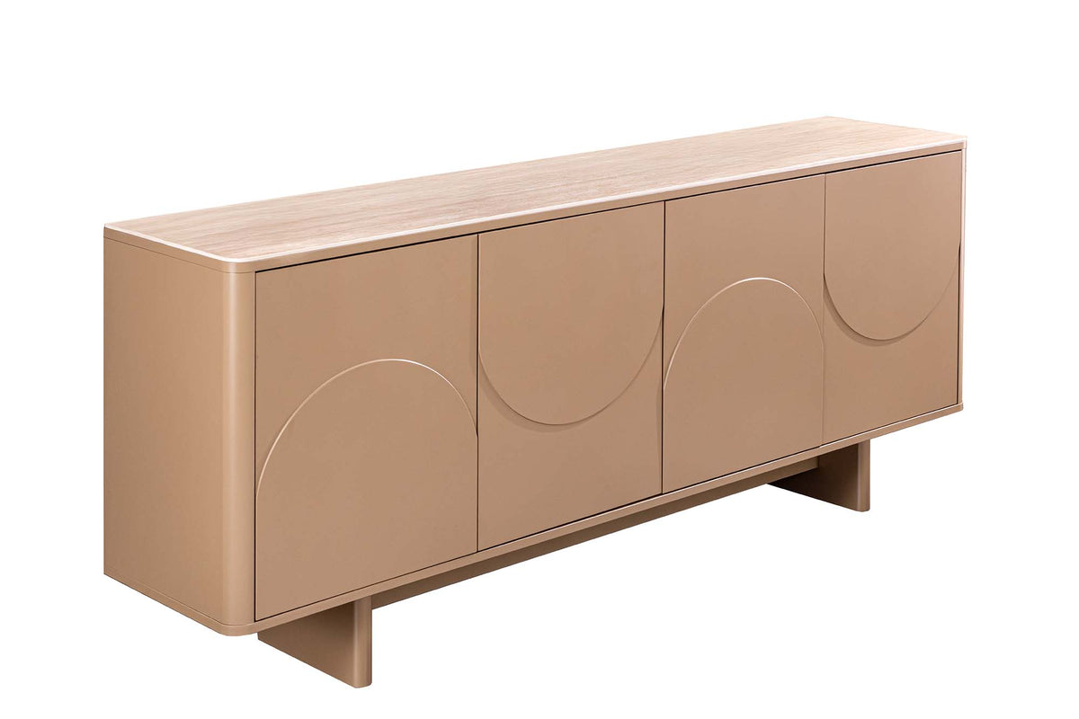 Komoda SAVOY 180cm 3D natural s keramickou deskou z travertinového mramoru