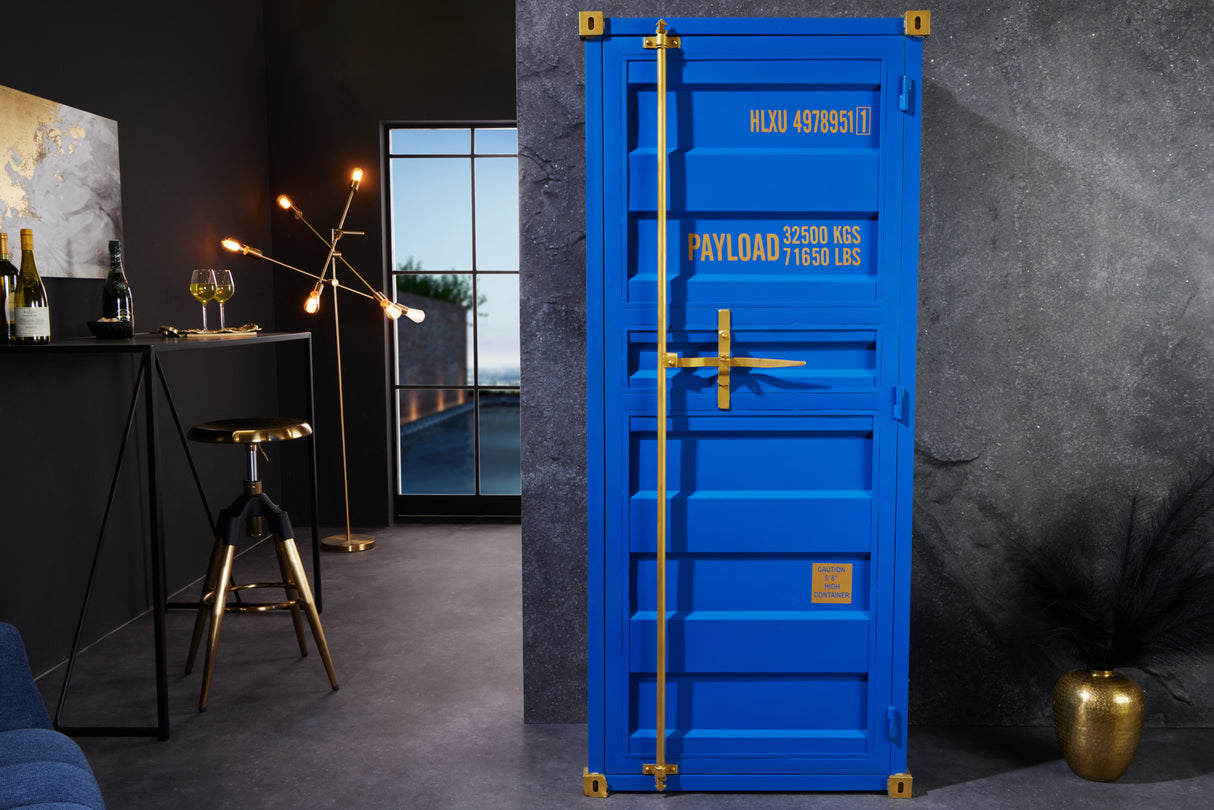 Bar cabinet Container GLOBETROTTER 180cm blue