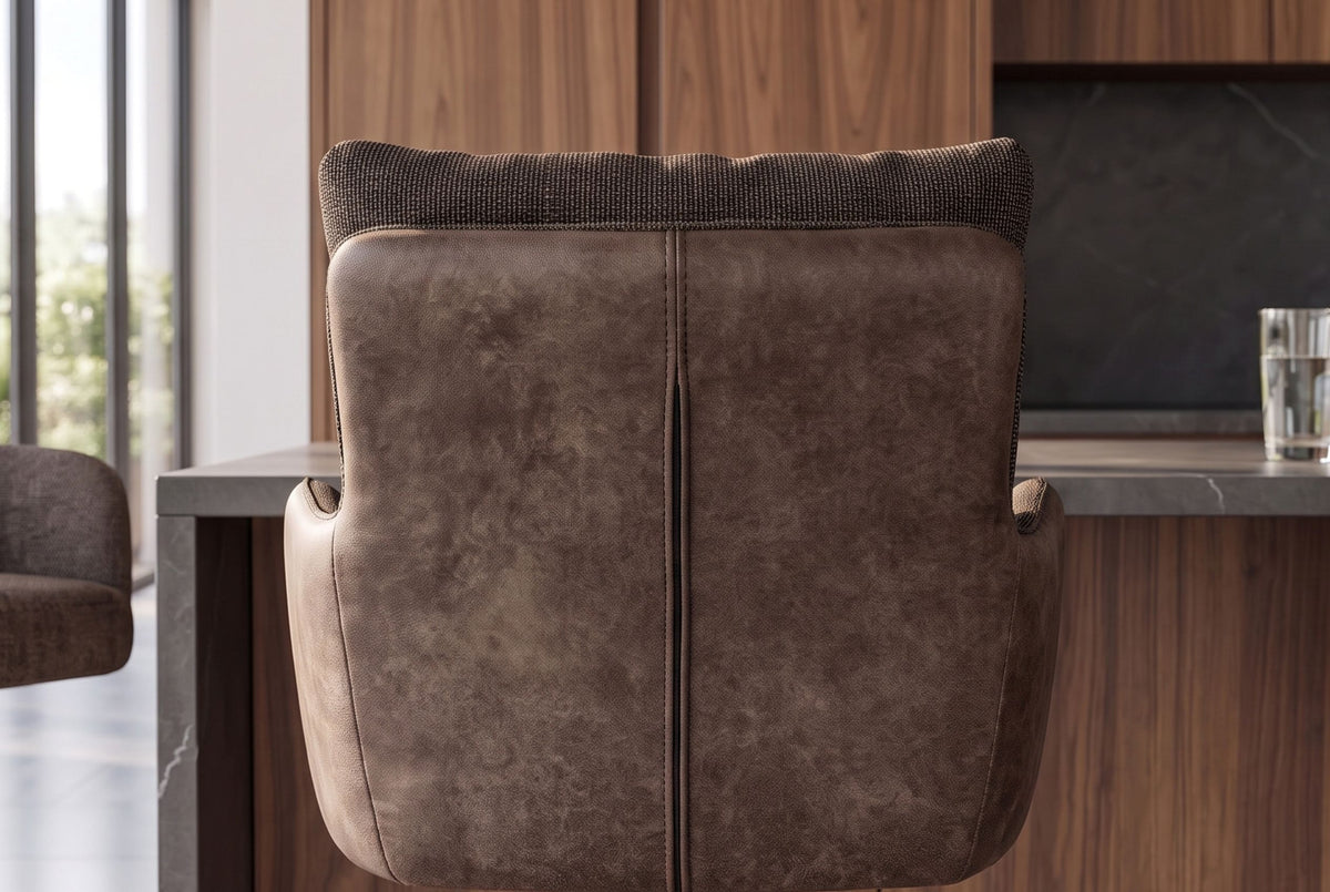Barhocker BIG GEORGE drehbar m/ Armlehnen Samt Flachgewebe taupe