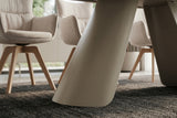 Dining table VOGUE 160-240cm extendable w/ metal frame travertine ceramic top champagne greige beige