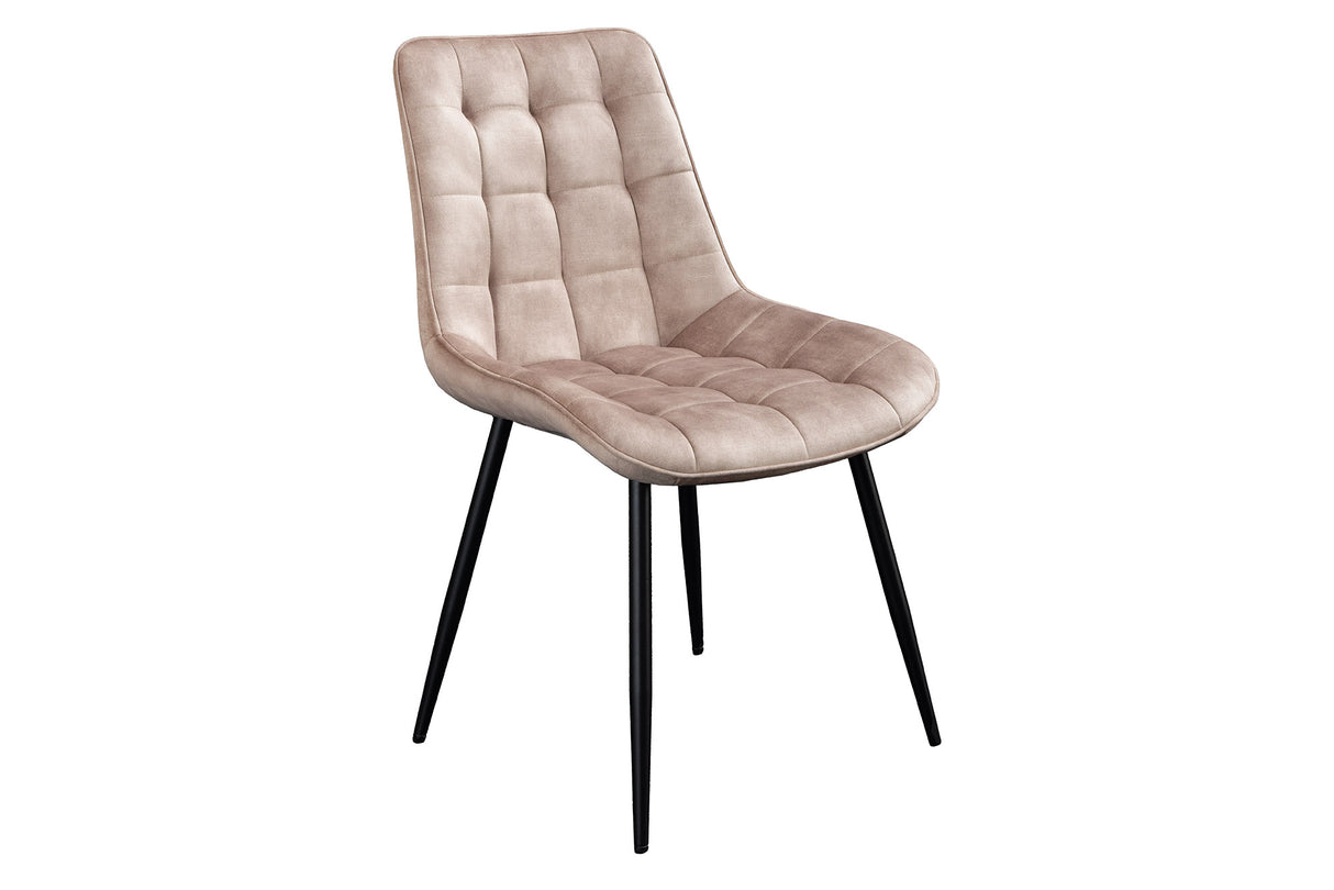 Stuhl ROADSTAR Samt Champagner-Beige mit schwarzen Metallbeinen