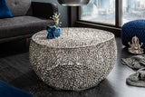 Coffee table LEAF 80cm metal silver handmade