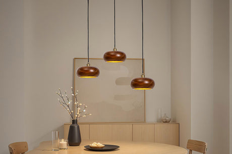 Pendant Lamp ALVA 25cm iron and acacia wood natural