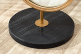 Standspiegel PORTRAIT 175cm oval gold mit schwarzem Marmorsockel