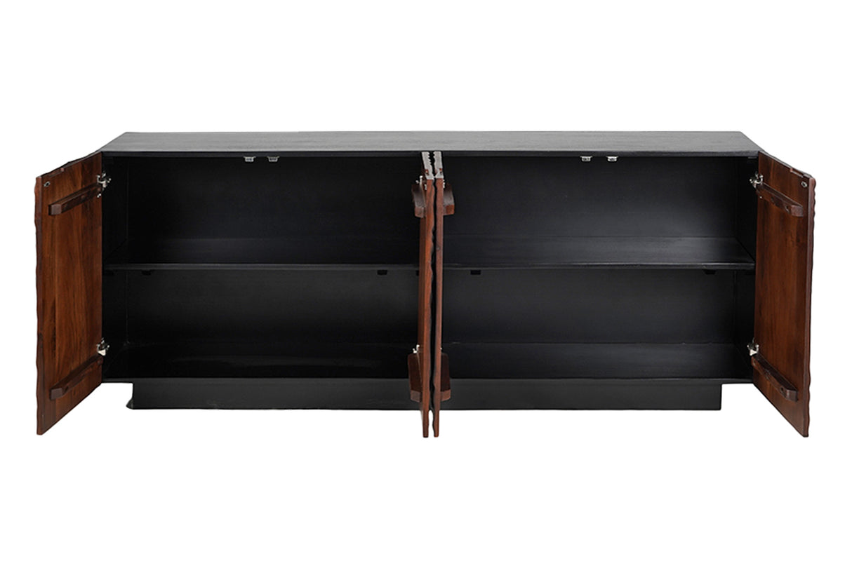 Sideboard FLUID 175cm 3D Akazienholz schwarz und dunkel walnussbraun