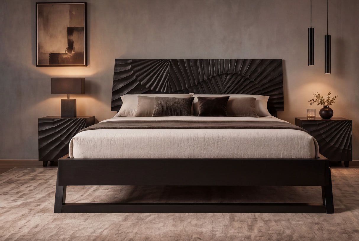 Bed SCORPION 180x200cm 3D mango wood black