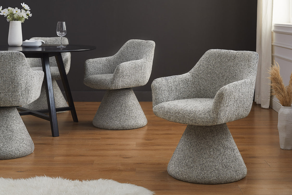 Swivel chair AMBIENTO 180° w/ armrests chenille fabric grey auto-return