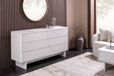 Sideboard SAVOY 150cm 3D white w/ white marble ceramic top